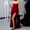 Ropa Europea y Americana Transfronteriza para Mujer en Aliexpress: Vestido Largo Elegante de Alta Gama Estilo Francés Sin Tirantes Hombros Descubiertos Sin Mangas