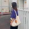 Bolsa de compras estilo japonês e coreano com estampa de bagel fofa e grande capacidade, nova bolsa de ombro de lona, bolsa escolar para estudantes