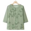 Camisa Tang de Verão da Vovó, Top de Manga Média para Mulheres de Meia-Idade e Idosas, Cardigã, Conjunto para Mãe, Roupas de Estilo Chinês para Senhora Idosa