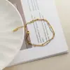 Pulsera Pequeña Cuadrada de Doble Capa para Mujer, Estilo Nuevo, Acero de Titanio Chapado en Oro de 18 Quilates, Simple y Versátil, Joyería de Moda de Lujo Ligero