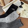 Nuevos Calcetines de Borde Enrollado para Mujer de Otoño Calcetines Largos Versátiles Japoneses sin Costuras con Lazo Calcetines de Media Pantorrilla Holgados Estilo Universitario