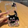 Nova Capa de Celular iPhone 16 Gato Assustado 13 com Pulseira Apple 15 Orelha de Gato Capa Protetora Transparente