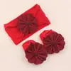 Conjunto de Meias e Faixa de Cabelo de Nylon para Bebê Recém-Nascido Florzinha Meias Antiderrapantes para Criança Pequena Meias de Bebê Acessórios de Cabelo para Cabeça
