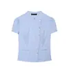 Nuevo Conjunto de Moda de Verano para Mujer: Top de Camisa Rayada de Manga Corta con Minifalda de Bloques de Color para Comercio Transfronterizo