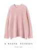 Suéter de Tricô Cashmere Redondo Manga Longa Feminino Crochê Vazado Macio Solto Outono Inverno 2025