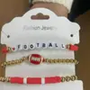 Pulseras de Arcilla Suave Deportivas, Colgantes de Aleación de Béisbol, Baloncesto, Fútbol, Pulseras Apilables de Arcilla Suave de Colores, Joyería de Cuentas de Voleibol