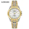 Relojes de Moda Longbo para Hombre y Mujer con Incrustaciones de Diamantes para Comercio Exterior, Relojes de Pareja de Venta Caliente Transfronteriza, Relojes de Cuarzo con Correa de Acero Impermeables Luminosos