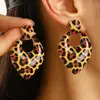 Brincos Europeus e Americanos Transfronteiriços Estampa de Leopardo Floral Retro Moda Merade Nicho Personalidade Única Joia Geométrica para Orelha para Mulheres