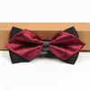 Pajarita Puntiaguda para Hombre Formal Estilo Coreano Puntiaguda Doble Capa Novio Boda Vino Tinto Pajarita Negra para Mujer