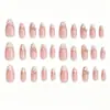 30 piezas de parches para uñas postizas de estilo de lujo ligero degradado con lazo dorado 3D, forma de almendra corta, portátiles, transfronterizos