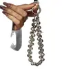 Corrente de mão e pulseira de pulso luxuosas e de alta qualidade com porta-cartão, chaveiro de capa de celular, acessório para bolsa
