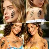 Novos Adesivos de Tatuagem Florais Grandes Preto e Branco Desenho Rosa Transfronteiriços da Amazon Adesivos de Tatuagem Personalizados Europeus e Americanos