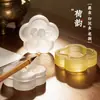 Tinta para Sello de Tinta con Tapa, Caja de Sello de Tinta Anti-Secado, Tintero Humectante, Caja de Tinta de Vidrio, Plato de Tinta con Tapa, Soporte para Pinceles, Reposa Plumas, Soporte para Plumas