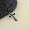 Collares transfronterizos europeos y americanos para hombre y mujer, colgantes de cruz de superficie lisa de acero inoxidable personalizados, accesorios de cadena para suéter, venta al por mayor, no se decoloran