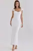 Vestido largo estilo europeo y americano 2026 con mangas acampanadas y tirantes, escote en U, fruncido lateral, falda de sirena, adecuado para vacaciones transfronterizas y banquetes nocturnos
