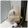 Mochila Casual Versátil Simple Retro de Pana de Color Sólido Estilo Coreano para Mujer, Mochila Escolar para Estudiante, Mochila de Moda para Mujer