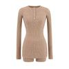 Traje de punto especiado estilo americano Camiseta de manga larga ajustada con cuello redondo para mujer 2025 Casual Shorts ajustados Traje de dos piezas