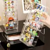 Caixa de armazenamento transparente fofa, organizador de mesa multicamadas, expositor à prova de poeira para figuras e blind boxes, organizador adorável de modelos e pequenos enfeites