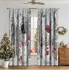 Cortinas com Estampa Digital de Cena de Neve Quente de Natal Transfronteiriça Decoração de Janela de Casa Cozinha Café Cortinas de Janela