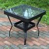 Mesa de Café Pequeña para Balcón, Mesa Redonda Pequeña, Mesa de Cristal Templado, Juego de Sillas de Ratán, Combinación de Mesa y Sillas de Ratán, Estilo Chino Nuevo