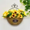 Cestas de Flores de Parede, Vasos de Flores, Cestas Suspensas, Decorações de Parede Tecidas para Interior e Exterior, Tecelagem de Bambu de Parede, Arte em Rattan Puramente Feita à Mão, Rattan de Imitação