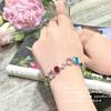 Collar con gemas de colores caramelo, diseño chapado en oro de 18 quilates, conjunto de pulsera con cristales de circonita arcoíris