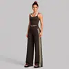 Conjunto de roupa de yoga feminina transfronteiriço, secagem rápida, costas bonitas, poá, color blocking, top esportivo para atividades ao ar livre, conjunto de roupa para corrida e fitness
