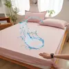 Sábana bajera impermeable de una sola capa de color sólido ajustada, sábana bajera de algodón lavable anti-manchas de una sola pieza, fabricante de sábana bajera ajustada de cobertura total amigable con la piel