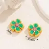 Estilo Chinês Antigo Dourado com Óleo Gotejado com Caractere Fu Flor Dourado com Furo Passante Contas Espaçadoras Contas Soltas Pulseira Colar Acessórios para Joias DIY