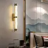 Nova luminária de parede longa estilo chinês em mármore sintético para sala de estar, quarto, parede de fundo, hotel, villa, iluminação decorativa de corredor