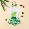 Conjunto de Tres Piezas Transfronterizo para Bebés Niños y Niñas, Gorra de Manga Corta con Trébol de Cuatro Hojas, Gorra de Manga Corta, Gorra de Manga Corta, Anillo para el Cabello