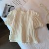 Camisa de Manga Corta con Diseño Francés Transfronterizo para Mujer, Nuevo Estilo Verano 2026 Dulce y Elegante Camisa de Manga Abullonada