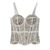 Corsé de encaje bordado de hueso de pez transfronterizo de fábrica original, un top elegante y que realza la figura que ciñe la cintura, presenta un hermoso diseño en la espalda y es perfecto para un look sexy y moderno
