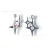 Tachuela para Cartílago Auricular Doble Estrella F136 de Aleación de Titanio con Incrustación de Circonita, Tornillo Interno de Titanio G23 Labret para Piercing Corporal