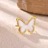 Anillo de acero inoxidable para mujer, diseño de hoja con goteo de aceite transfronterizo, diseño de nicho de lujo ligero, joya para dedo y oreja de mariposa de hoja de arce hueca