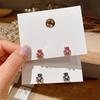 Pendientes de plata 925 estilo coreano con forma de oso, pequeños pendientes femeninos con diamantes, bonitos y lindos, pequeños pendientes femeninos