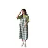 Verano Nuevo Estilo Universitario Holgado Japonés Falda de Rayas a Cuadros Traje de una Pieza para Estudiante Femenina Camiseta Versátil