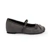 Novo Modelo 2026 Sapatos Mary Jane Cor de Uva com Aumento de Altura de 4cm, Bico Quadrado, Laço, Tira Única e Forro de Lã Plush