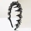 Faixa de Cabelo Cruzada Nova Artesanato Pesado Feita à Mão Cristal Estilo Coreano Borda Fina Tecido de Seda Envolvido Antiderrapante Acessórios de Cabelo para Lavar o Rosto para Mulheres
