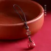 Cheio de BênçãosCinzabar Pequena Bolsa da Sorte Pingente de Corrente de Celular, Areia Imperial Natural Pequeno Pingente Pixiu Acessório para Mulheres