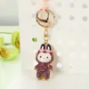Estilo Coreano Estilo Ins Dibujos Animados Pedrería Llavero Labubu de Moda y Sencillo Llavero de Coche Colgante para Bolso Accesorios