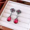 Pendientes Colgantes de Flor Hueca con Circonita Aguja de Plata Pendientes de Lujo Vintage Pendientes Estilo Palacio Retro para Mujer
