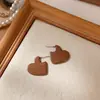 Pendientes de Chica de Hardware Femeninos Franceses Vintage Marrones Simples de Moda Pendientes Maillard para Mujeres