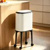 Papelera alta con ruedas para uso en la cocina del hogar, gran capacidad, móvil, lujo ligero, no es necesario agacharse, papelera con tapa