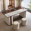 Mesa de centro moderna minimalista para balcón con tapa de losa de roca, un juego de té lujoso y compacto para uso doméstico, con un nuevo diseño de estilo chino para mesas y sillas de balcón