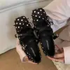 Sapatos Mary Jane femininos da moda com design de poá estilo francês, novos sapatos rasos de mola e outono 2026, versáteis, de salto baixo