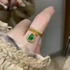 Estilo Chinês Novo Retro Pingente de Cabacinha de Jade Esmeralda Anel com Borla de Joias com Diamantes Design Único Elegância