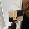 Diseño de Nicho Puntadas de Color Contrastante Bolso Cuadrado Pequeño Bolso Cruzado de Nueva Textura 2025 Bolso de Hombro de Moda