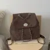 Mochila Retro de Ante Transfronteriza para Mujer 2025 Nueva Acolchada Versátil Mochila Casual Ropa de Trabajo Bolsa Escolar Pequeña