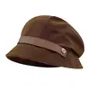 Boina Marrón Retro Estilo Japonés Maillard para Mujer Sombrero de Pescador de Pana Otoño e Invierno Boina Octagonal de Lana